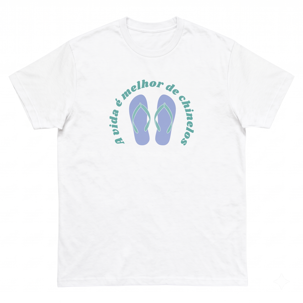 TSHIRT UNISEXO MODELO 'A VIDA É MELHOR DE CHINELOS'