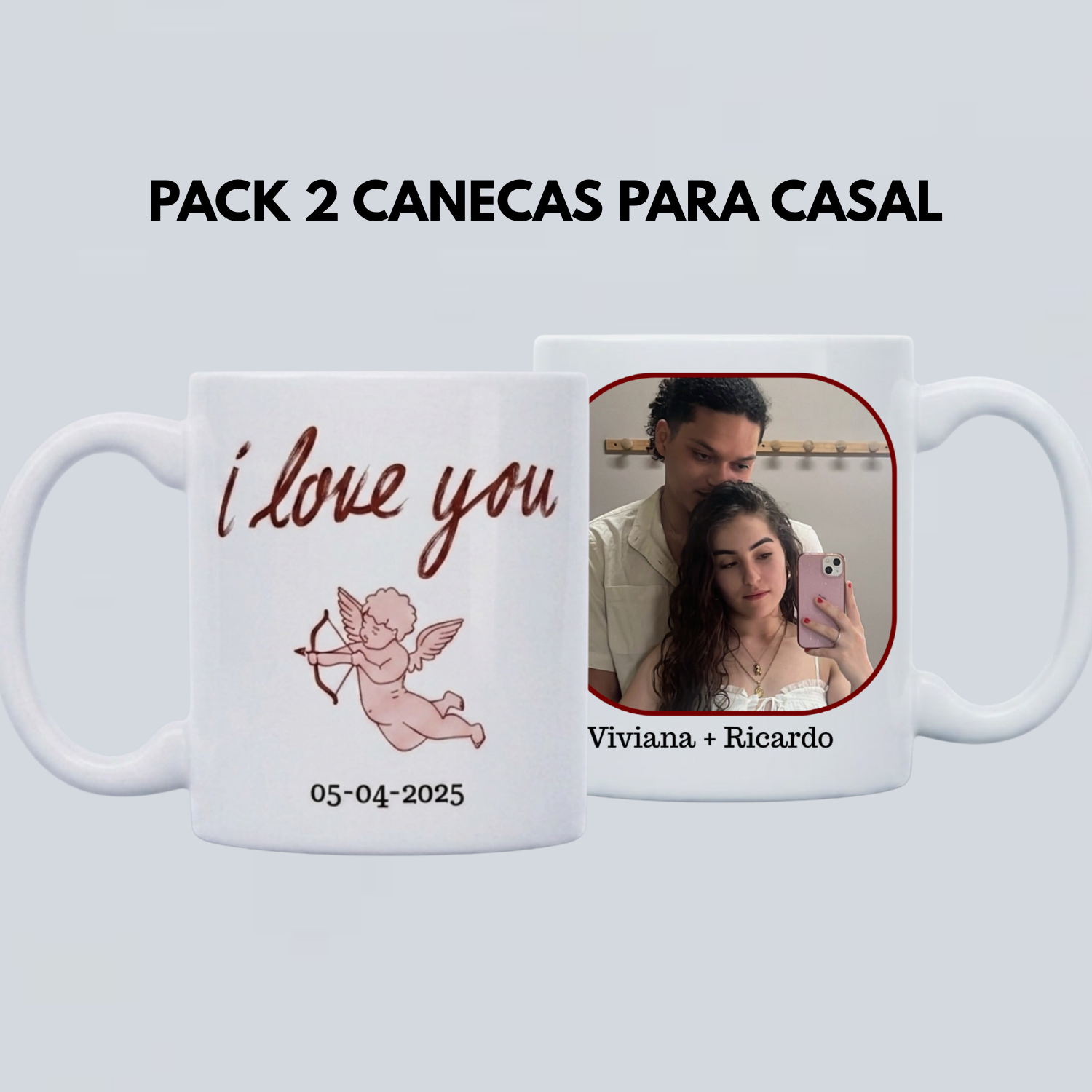 PACK 2 CANECAS - I LOVE YOU (MODELO PERSONALIZÁVEL)